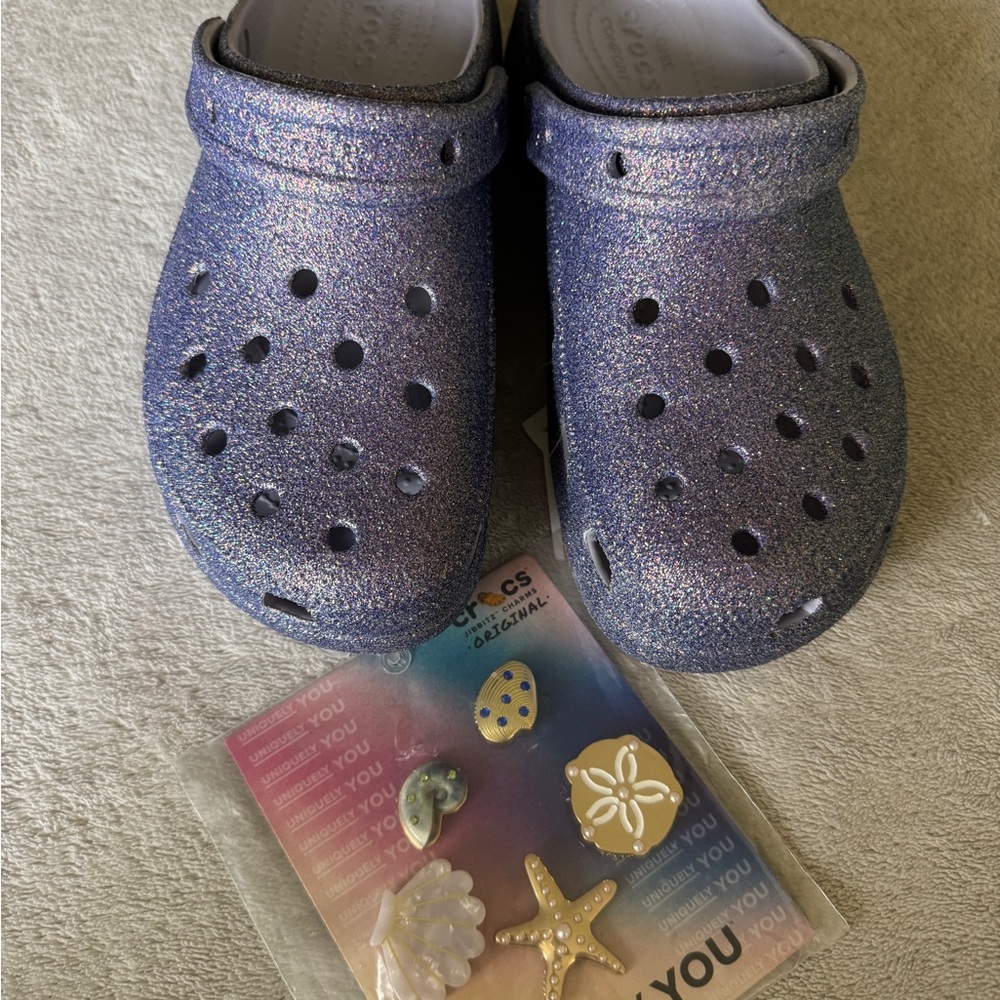 Kids Glitter Clogs with Charms
